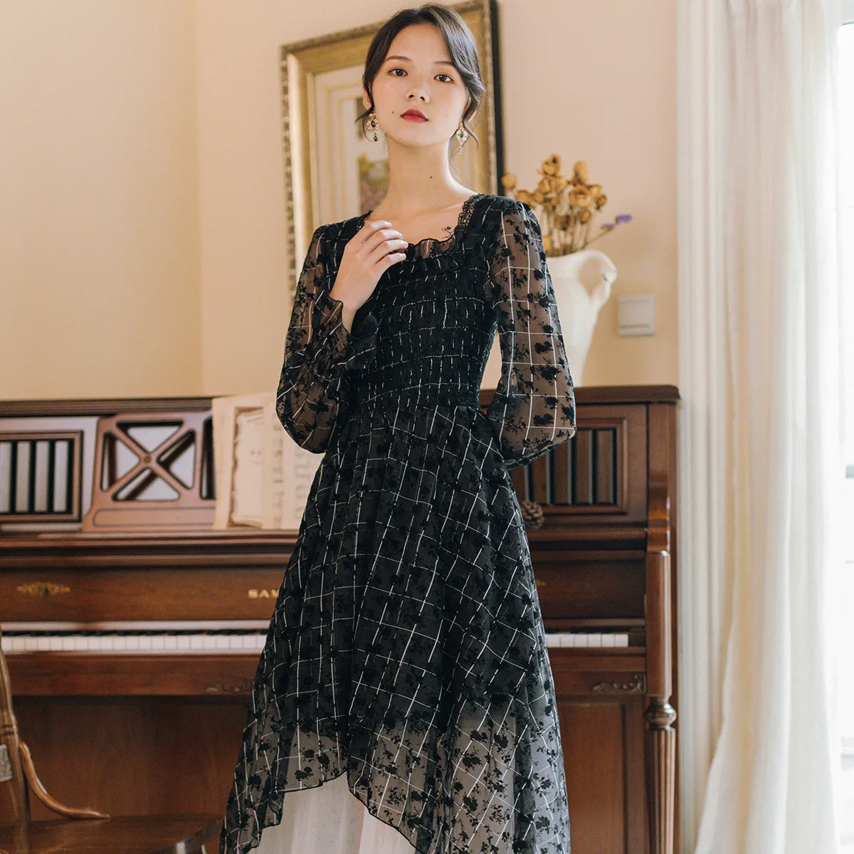 2020 new fashion women's clothing Square Collar Ankle-Length Plaid Vintage dresses women dress
2020 new fashion women's clothing Square Collar Ankle-Length Plaid Vintage dresses women dress
