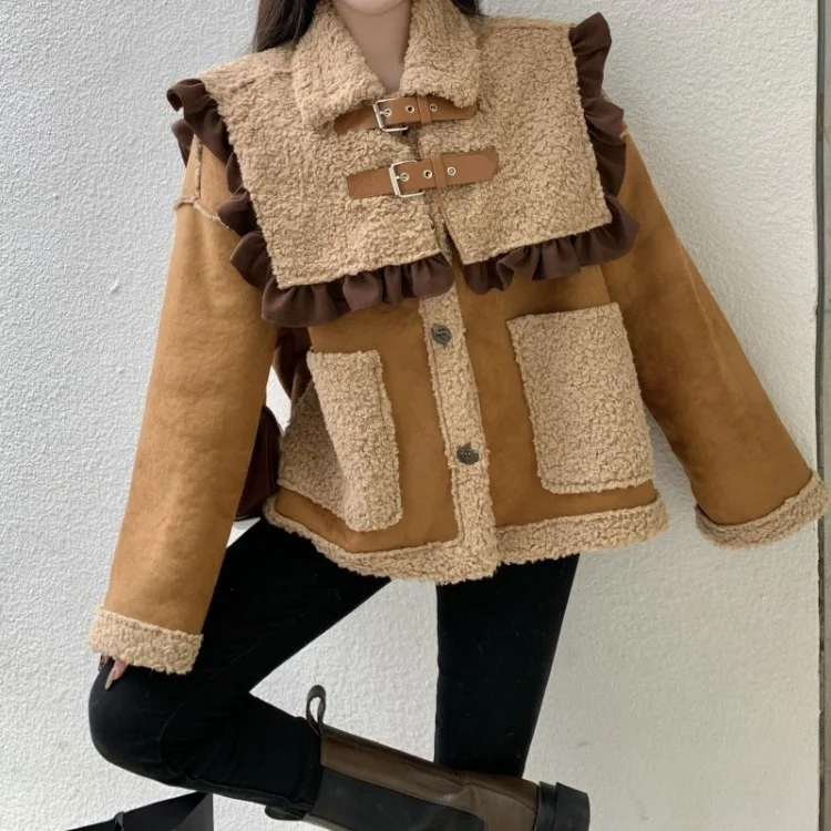 Tweed Coat Female Chic Long Sleeve Autumn Winter Lamb Wool Wood Ear Shawl Two Piece Set C116
Tweed Coat Female Chic Long Sleeve Autumn Winter Lamb Wool Wood Ear Shawl Two Piece Set C116