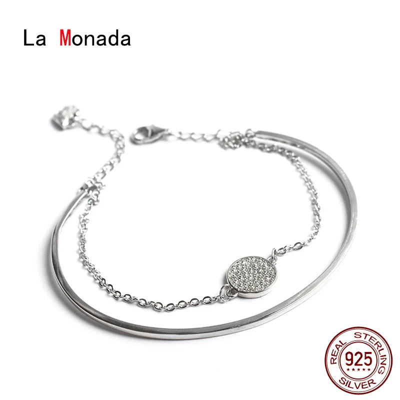 La Monada Silver 925 Jewelry Two Layer Chain Bangle Bracelets For Women 925 Sterling Silver Bracelet Woman Bracelets For Girls
La Monada Silver 925 Jewelry Two Layer Chain Bangle Bracelets For Women 925 Sterling Silver Bracelet Woman Bracelets For Girls