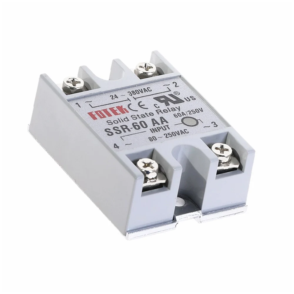 

SSR Single Phase Solid State Relay SSR-60AA 60A AC Control AC Relais 80-250VAC TO 24-380VAC SSR 60AA Relay Solid State