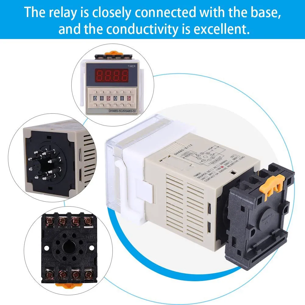 AC 110V Digital Precision Programmable Time Delay Relay DH48S-S With Base Digital Display Time Relay With Base
AC 110V Digital Precision Programmable Time Delay Relay DH48S-S With Base Digital Display Time Relay With Base