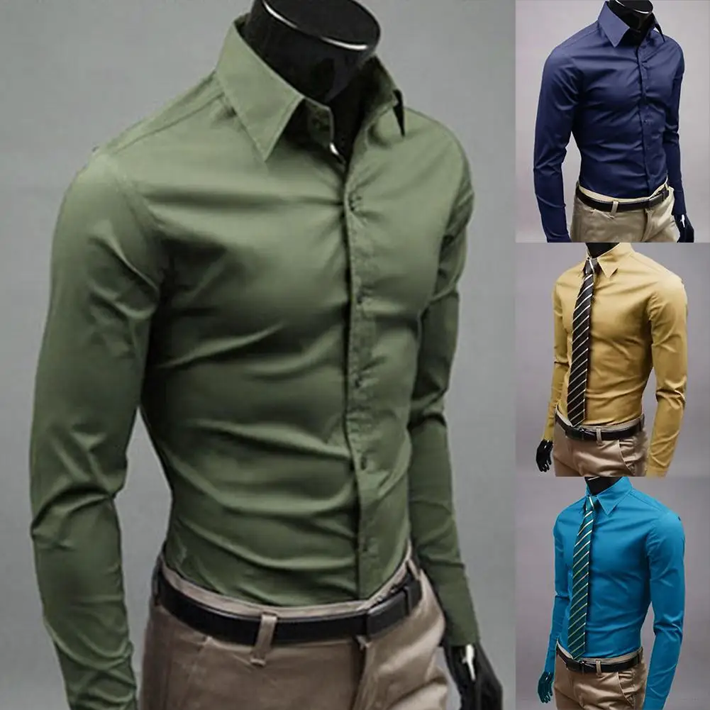 Men Dress Shirt New Fashion Men Solid Color Business Long Sleeve Men Button Turn Down Collar Shirt Top Polyester
Men Dress Shirt New Fashion Men Solid Color Business Long Sleeve Men Button Turn Down Collar Shirt Top Polyester