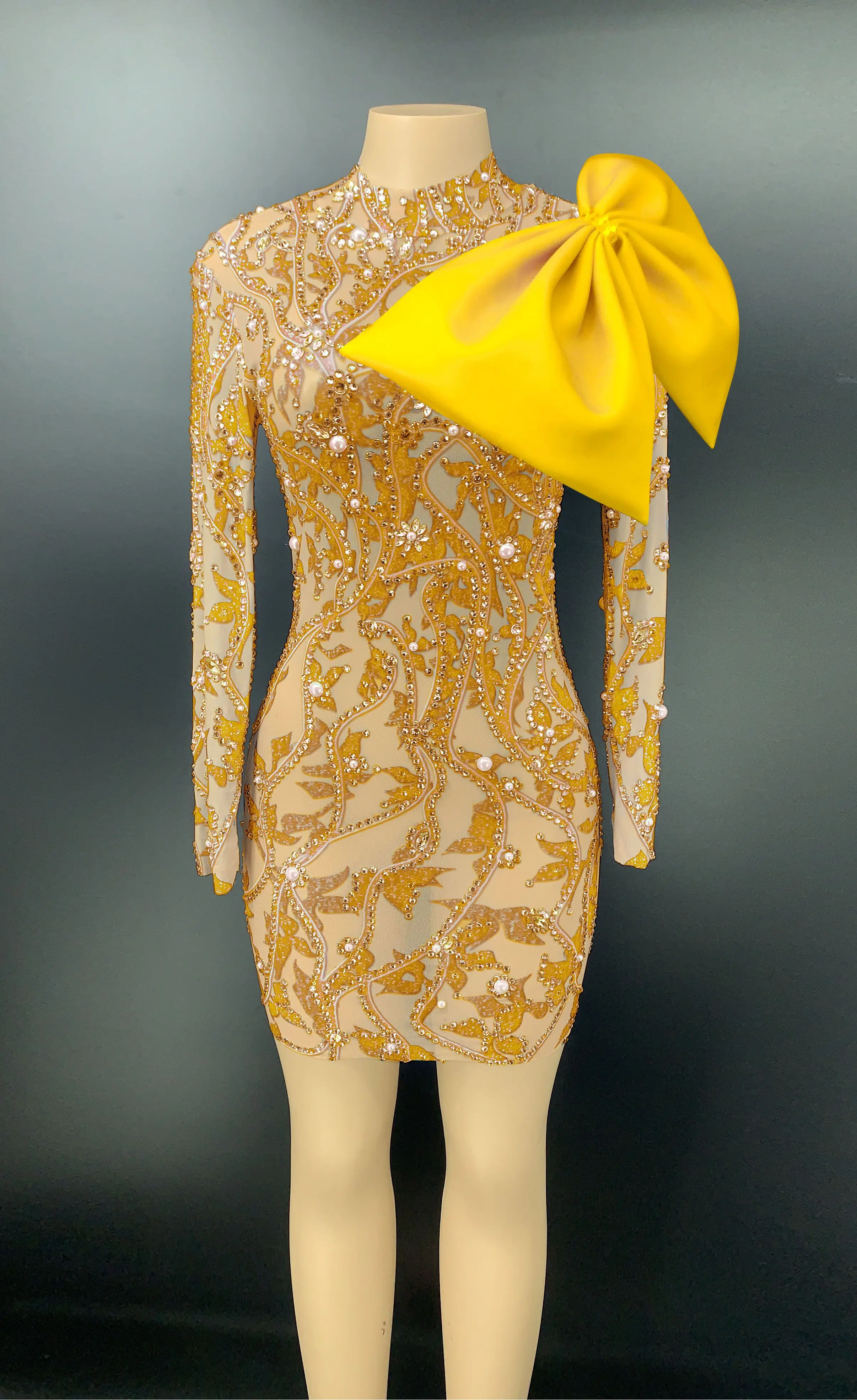 Blue Bow Rhinestone Pearl Transparent Pattern Dress Birthday Celebrate Outfit Prom Women Dancer Short Dress YOUDU
Blue Bow Rhinestone Pearl Transparent Pattern Dress Birthday Celebrate Outfit Prom Women Dancer Short Dress YOUDU