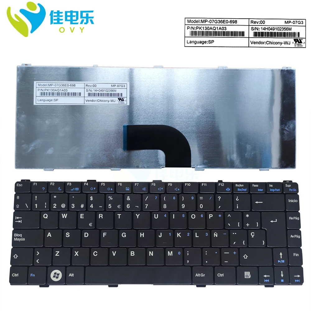 Клавиатура SP с испанской раскладкой для BENQ Joybook S43, S46, itautec w7410, w7415, intelbras i1000, i1030, i1031 MP, 07G36E0-698, 07G3, PK130AQ1A03
Клавиатура SP с испанской раскладкой для BENQ Joybook S43, S46, itautec w7410, w7415, intelbras i1000, i1030, i1031 MP, 07G36E0-698, 07G3, PK130AQ1A03
