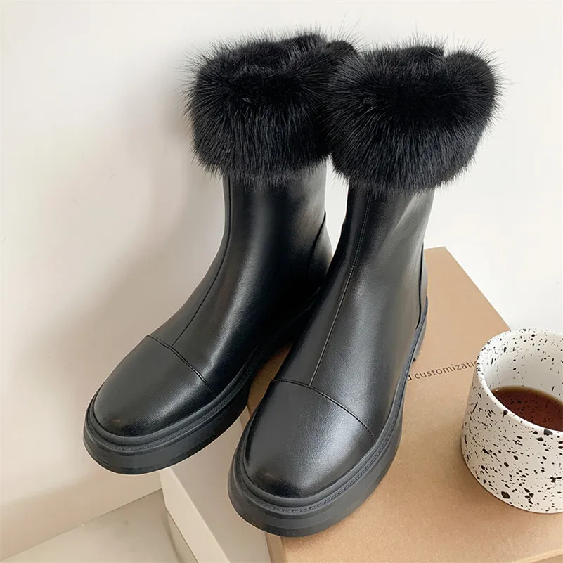 Meotina Genuine Leather Snow Boots Woman Platform Med Heel Ankle Boots Thick Heel Shoes Zip Ladies Short Boots Winter Beige 43
Meotina Genuine Leather Snow Boots Woman Platform Med Heel Ankle Boots Thick Heel Shoes Zip Ladies Short Boots Winter Beige 43