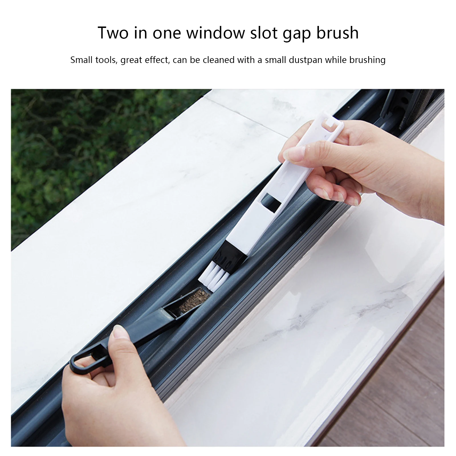 

2-In-1 Window Slot Brush Track Door Groove Corner Cleaning Brush with Detachable Dustpan for Keyboard Gap