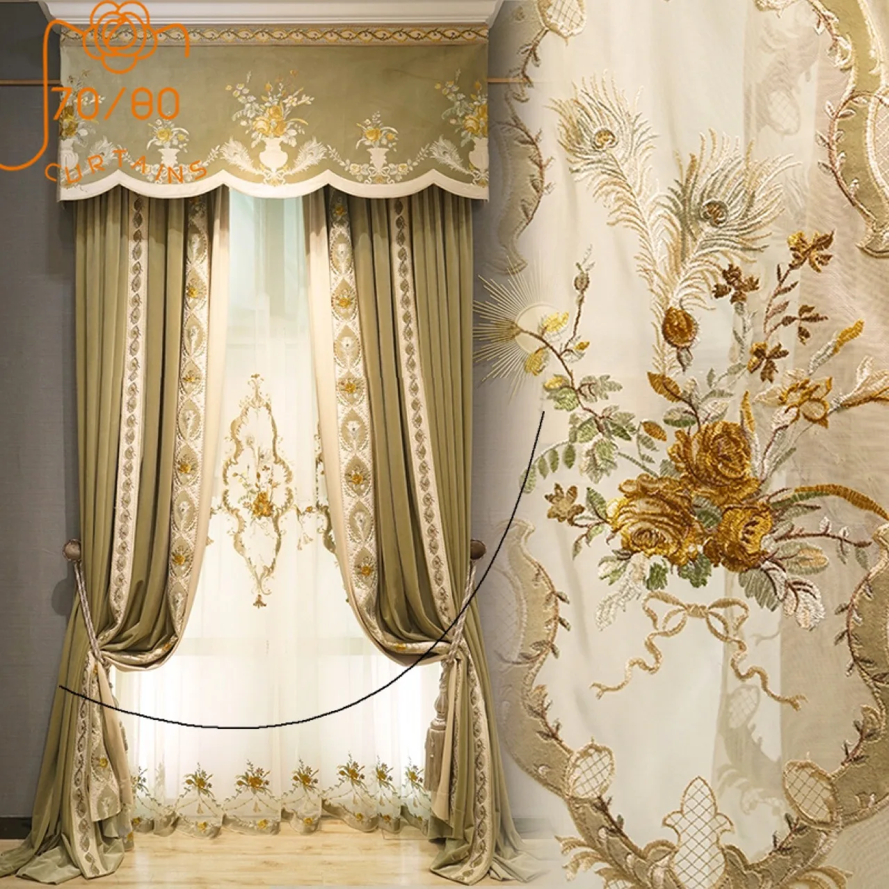 Custom High-end French Flannel Embroidery Stitching Blackout Curtains for Living Room and Bedroom Finished Gauze Curtains
Custom High-end French Flannel Embroidery Stitching Blackout Curtains for Living Room and Bedroom Finished Gauze Curtains