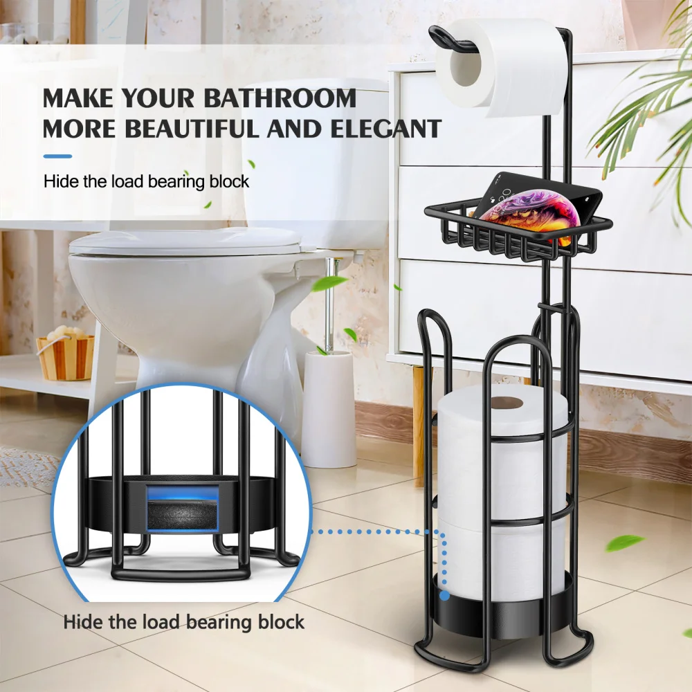 HOMEMAXS Holder Standing Towel Paper Roll Tissue Shelf Rack Bathroom Kitchen Storage Organizer (Black) 
HOMEMAXS Holder Standing Towel Paper Roll Tissue Shelf Rack Bathroom Kitchen Storage Organizer (Black)