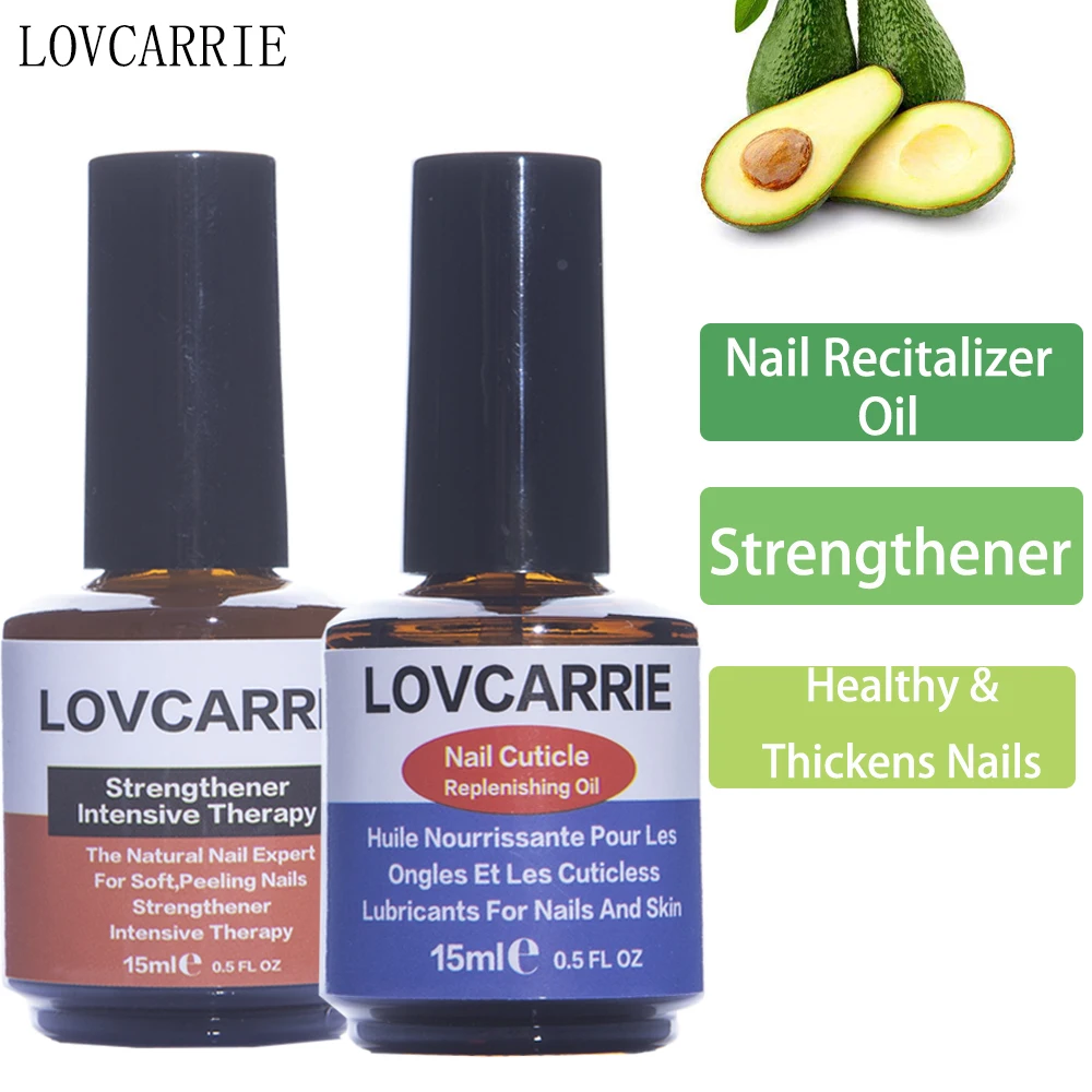 

LOVCARRIE 2 PCS/Set Cuticle Oil Nail Treatment Strong Nails Strengthener Hardener Revit Oil for Nail Growth Repair Care kit 15ML