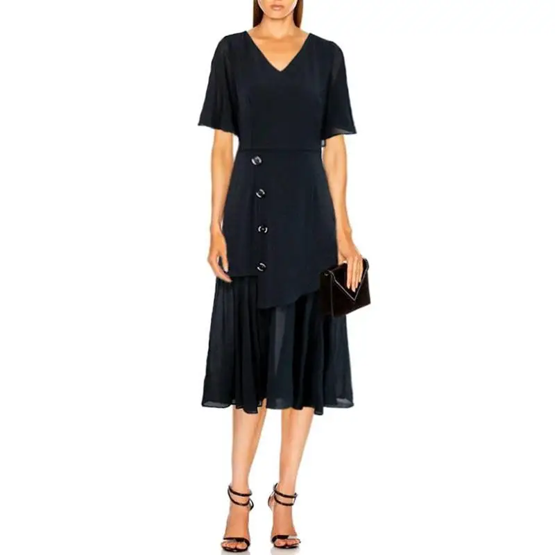 Women Runway Dress 2020 High Quality Star Style V-Neck Short Sleeves Solid Elegant One-piece Dresses Vestidos NP1064W
Women Runway Dress 2020 High Quality Star Style V-Neck Short Sleeves Solid Elegant One-piece Dresses Vestidos NP1064W