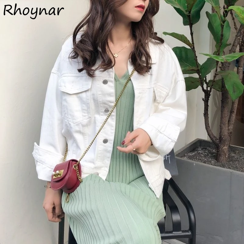 Basic Jackets Women Spring Korean Style Outerwear Solid Casual Pockets Denim Coat Teens New All-match Single Breasted Loose 2021 
Basic Jackets Women Spring Korean Style Outerwear Solid Casual Pockets Denim Coat Teens New All-match Single Breasted Loose 2021