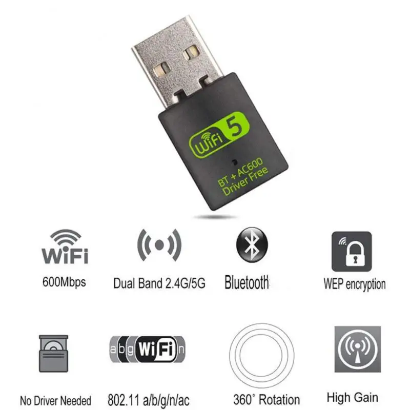 5G/2.4G Wifi Adapter Wifi Usb Adapter 600M Wi-fi Ethernet Adapter S Bluetooth-compatible Adapter For PC Laptop Network Card
5G/2.4G Wifi Adapter Wifi Usb Adapter 600M Wi-fi Ethernet Adapter S Bluetooth-compatible Adapter For PC Laptop Network Card