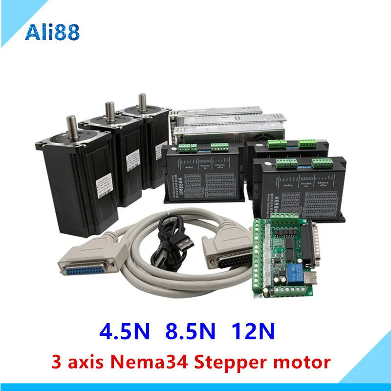 Бесплатная доставка! 4 комплекта шагового двигателя Nema34 4.5N.m/8.5N.m/12Nm + 2-фазный