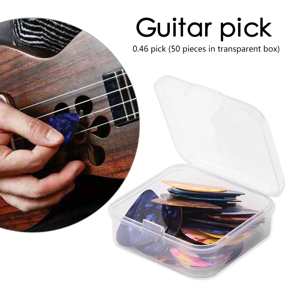 

50/100pcs/box Professional Guitar Celluloid Pick Guitar Bass Thumb Picks 0.46mm Musical Instrument Plectrum for Music Lover