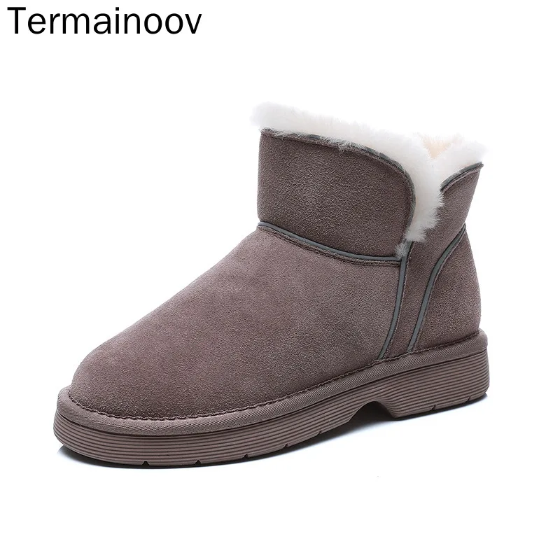 Termainoov Women Boots Wool Snow Boots Short Boots Warm Plush Genuine Leather Winter Cotton Shoes
Termainoov Women Boots Wool Snow Boots Short Boots Warm Plush Genuine Leather Winter Cotton Shoes