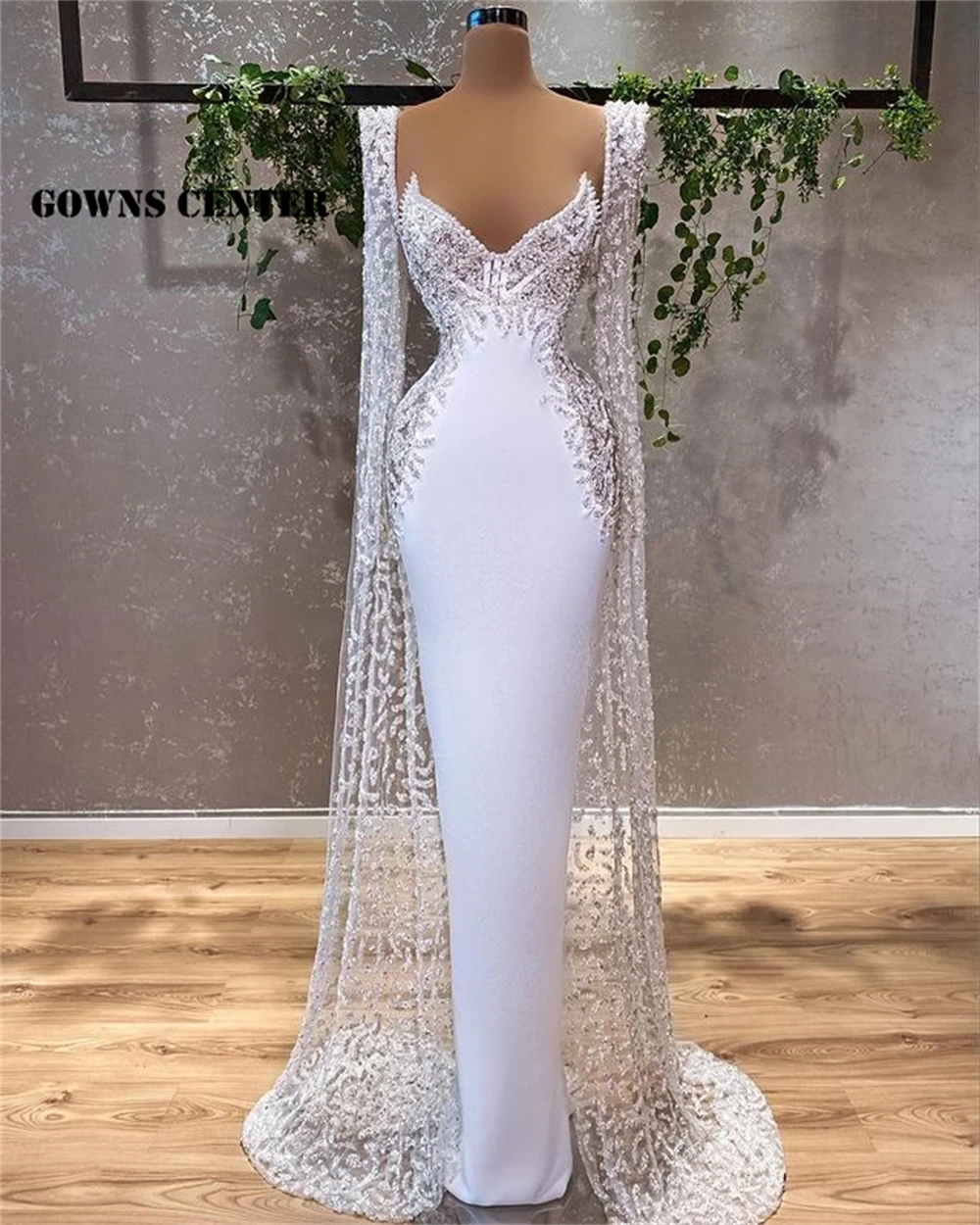 Luxury White Mermaid Wedding Dresses With Beaded Cape Elegant Bridal Dress O Neck Bride Gown For Engagement robe de soiree
Luxury White Mermaid Wedding Dresses With Beaded Cape Elegant Bridal Dress O Neck Bride Gown For Engagement robe de soiree
