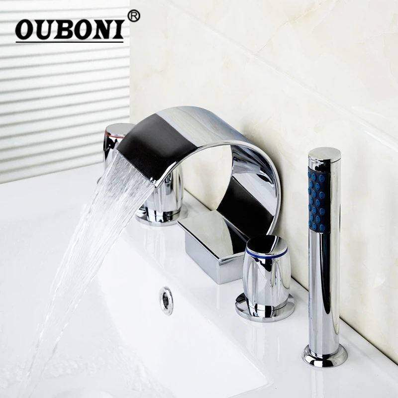 OUBONI Solid Brass Polish Bathtub Bathroom Faucet Bathtub Mixer Chrome 5 Pcs Set Deck Mount 3 Handles Waterfall Faucet Mixer Tap
OUBONI Solid Brass Polish Bathtub Bathroom Faucet Bathtub Mixer Chrome 5 Pcs Set Deck Mount 3 Handles Waterfall Faucet Mixer Tap
