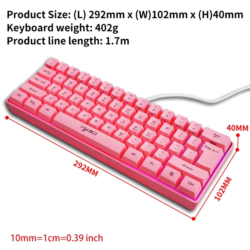 Wired gaming keyboard, RGB backlit ultra-compact mini keyboard, waterproof mini-compact 61-key keyboard, suitable for PC/Mac gam
Wired gaming keyboard, RGB backlit ultra-compact mini keyboard, waterproof mini-compact 61-key keyboard, suitable for PC/Mac gam