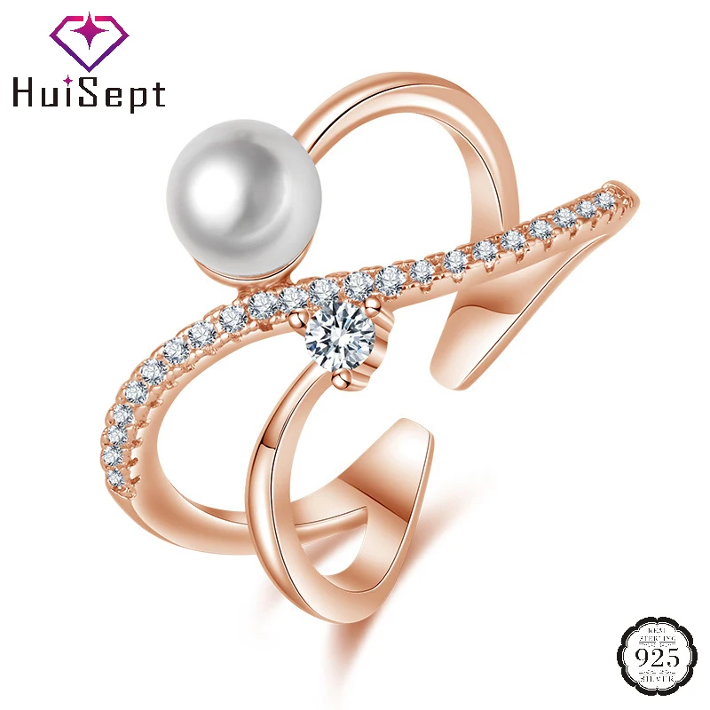 HuiSept Pearl Ring 925 Silver Jewelry with Zircon Gemstone Open Finger Rings Accessories for Women Wedding Party Gift Ornaments
HuiSept Pearl Ring 925 Silver Jewelry with Zircon Gemstone Open Finger Rings Accessories for Women Wedding Party Gift Ornaments
