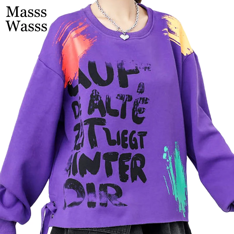Masss Wasss 2021 British Fashion Streetwear Women Purple Loose Sweatshirts Ladies Printed O-Neck Hoodies Girl Oversized Clothes
Masss Wasss 2021 British Fashion Streetwear Women Purple Loose Sweatshirts Ladies Printed O-Neck Hoodies Girl Oversized Clothes
