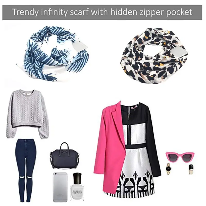 Womens 180x50cm Double Layer Hidden Zipper Pocket Infinity Loop Scarf Blending Colorful Floral Leaves Leopard Printed Winter Ri
Womens 180x50cm Double Layer Hidden Zipper Pocket Infinity Loop Scarf Blending Colorful Floral Leaves Leopard Printed Winter Ri