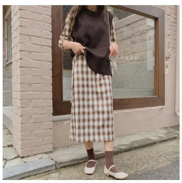 Vintage Split Dresses Women Winter Spring Basic Wear Cute Sweet Preppy Style Girls Vintage Retro Plaid Lattice Dress Long 10624
Vintage Split Dresses Women Winter Spring Basic Wear Cute Sweet Preppy Style Girls Vintage Retro Plaid Lattice Dress Long 10624
