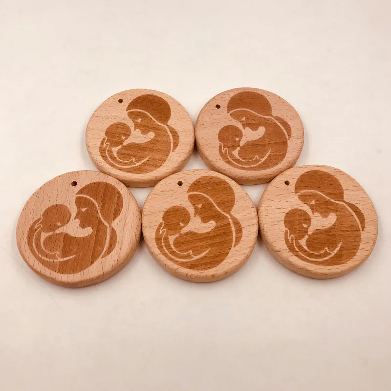 DIY Сладкая семья мама деревянные Прорезыватели пищевой Бук деревянная цепочка