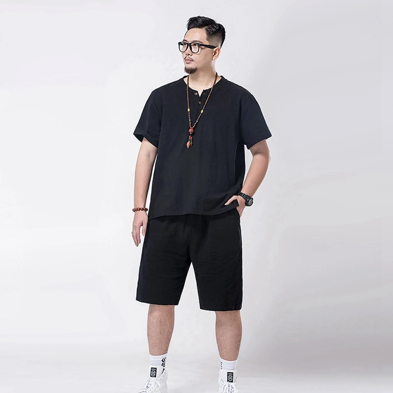 large size 7XL 6XL 5XL linen short sleeve T-shirt and shorts Chinese style Men vintage casual tees home oversize tshirt v-neck
large size 7XL 6XL 5XL linen short sleeve T-shirt and shorts Chinese style Men vintage casual tees home oversize tshirt v-neck