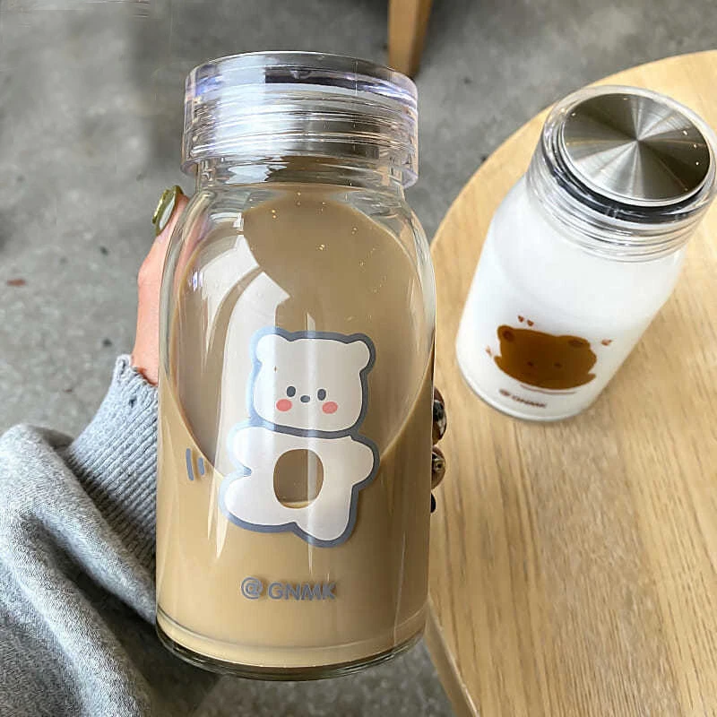 450ml Cartoon Bear Glass Water Bottle Thick Heat Resistance Drinking Bottles Cute Milk Coffee Tumblers for Student Girl Gift
450ml Cartoon Bear Glass Water Bottle Thick Heat Resistance Drinking Bottles Cute Milk Coffee Tumblers for Student Girl Gift