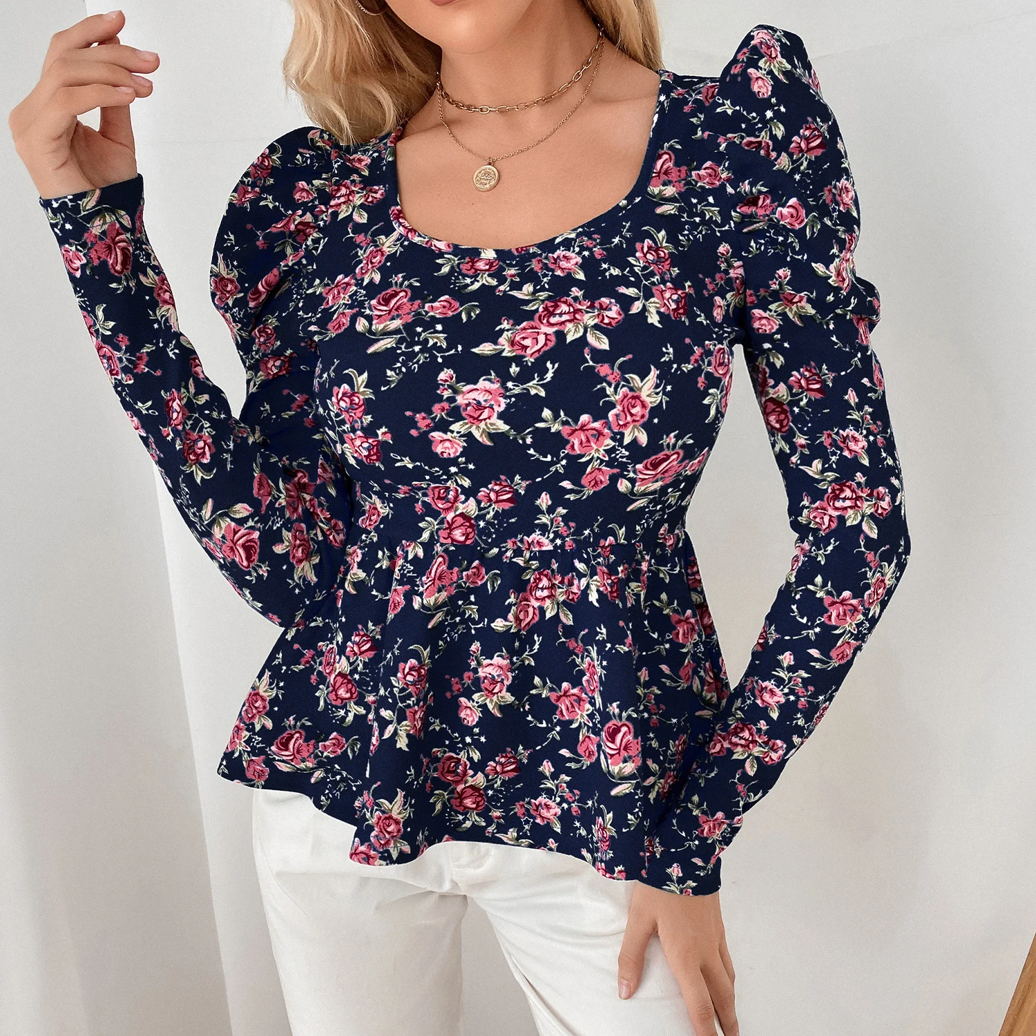 Fashion Women Tunic Floral Blouse Slim Fit Elegant Office Shirts Autumn Winter Scoop Neck Puff Sleeve Vintage Chic Tops Blouses
Fashion Women Tunic Floral Blouse Slim Fit Elegant Office Shirts Autumn Winter Scoop Neck Puff Sleeve Vintage Chic Tops Blouses