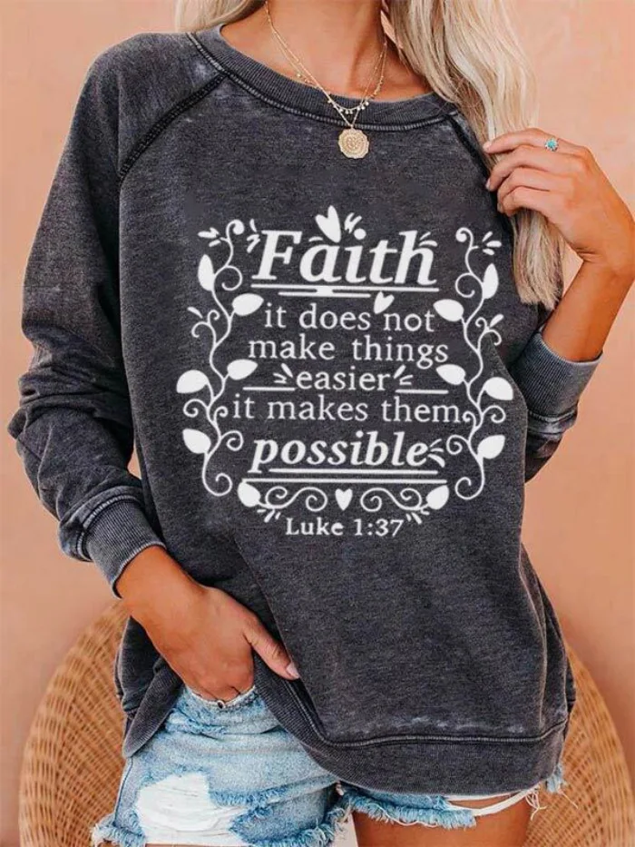 

Women Bible Words Faith Hoodies Long Sleeve Character Text Words Sexy Hoodie Top