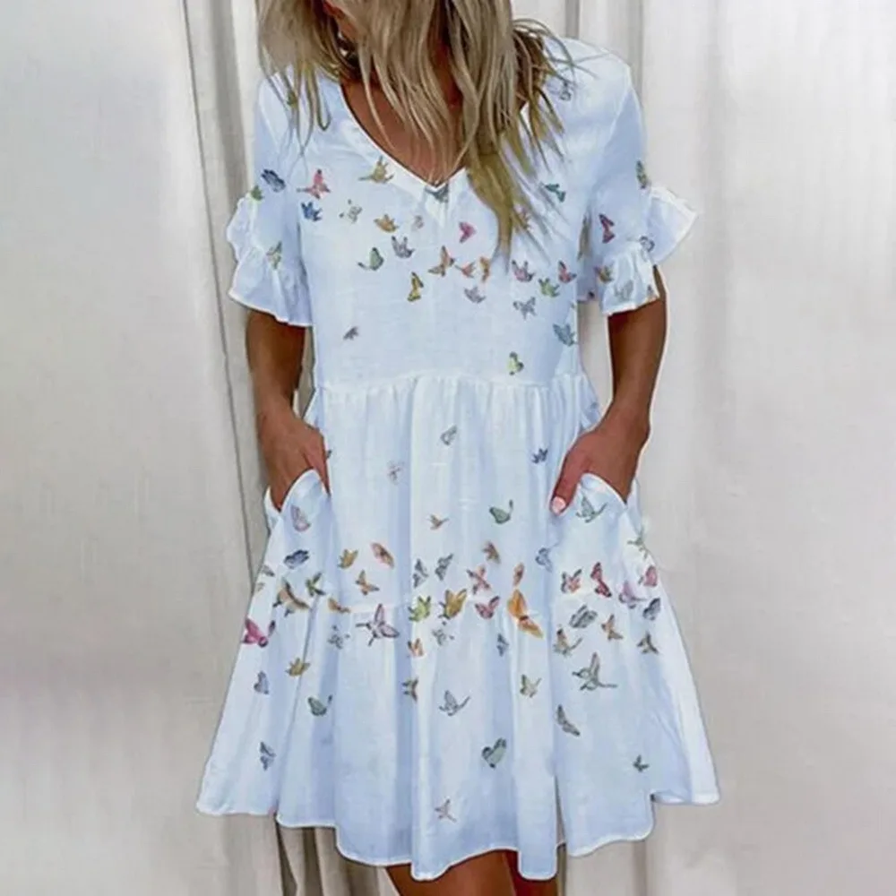 Elegant Floral Print Ruffle Women Mini Dress Casual Short Sleeve Party Dress Ladies 2021 New Summer Sexy V-Neck Dresses Vestidos
Elegant Floral Print Ruffle Women Mini Dress Casual Short Sleeve Party Dress Ladies 2021 New Summer Sexy V-Neck Dresses Vestidos