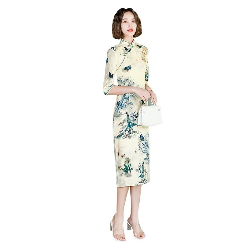 new round seven-minute sleeves Yingsong Yanyu girls small fresh improved Cheongsam dress spring and summer autumn qipao modern
new round seven-minute sleeves Yingsong Yanyu girls small fresh improved Cheongsam dress spring and summer autumn qipao modern