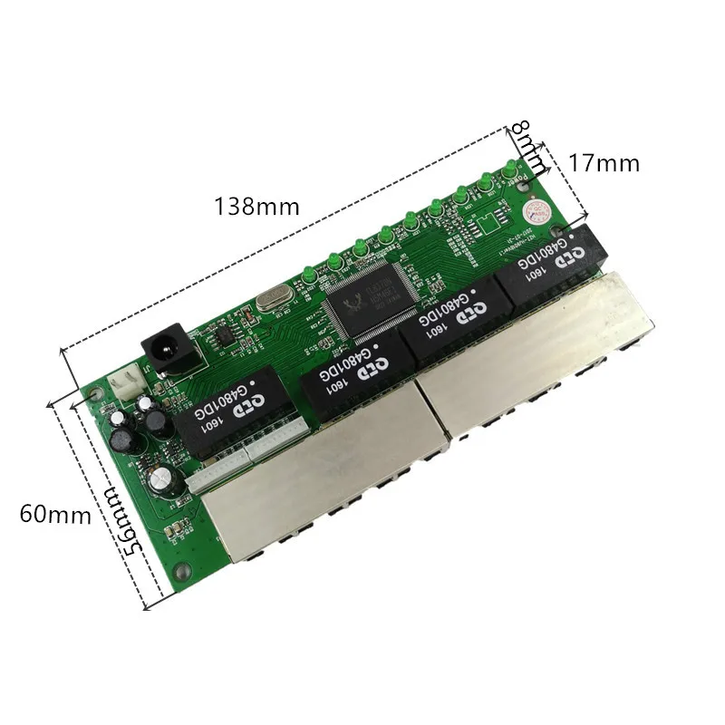 OEM PBC 8 Port Gigabit Ethernet Switch met pin way header 10/100/1000 m hub 8way power Pcb board schroef gat | Электроника