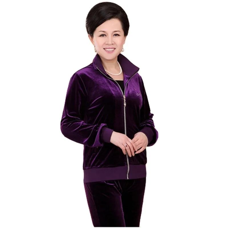 NEW Velvet Tracksuits Women Spring Autumn New Middle-aged Mother Costumes Long Sleeves Coat +Trousers Two Pieces Velvet Suit 173
NEW Velvet Tracksuits Women Spring Autumn New Middle-aged Mother Costumes Long Sleeves Coat +Trousers Two Pieces Velvet Suit 173
