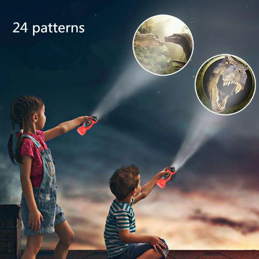 HobbyLane Cartoon Dinosaur Projector Flashlight with 24 Projection Slides Kids Toy Festive Light | Лампы и освещение