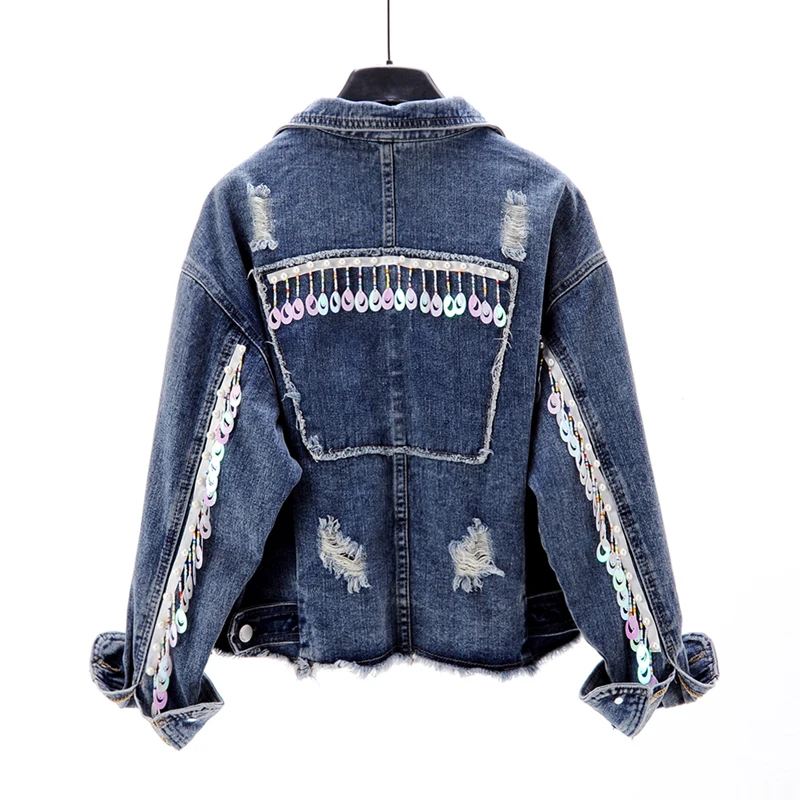 2021 Luxury New Sequins Denim Jacket Women Bomber Jacket Fashion Long Sleeves Coats Vintage Hippie Jeans Jacket Feminino
2021 Luxury New Sequins Denim Jacket Women Bomber Jacket Fashion Long Sleeves Coats Vintage Hippie Jeans Jacket Feminino