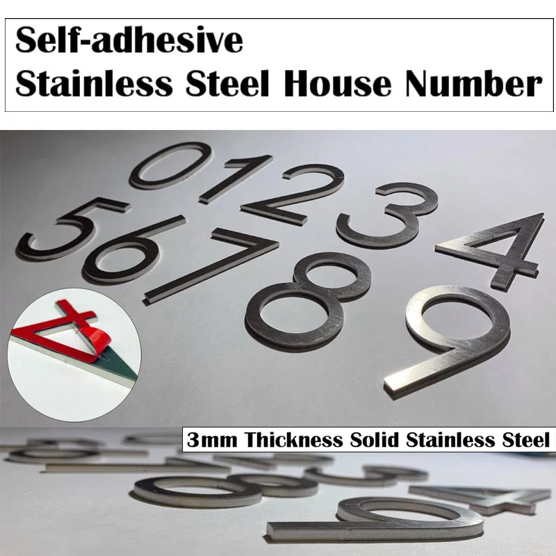 60mm Stainless Steel Self Adhesive House Number Sticker Metal Doorplate Home Door Plaque Numbers Sign For Mailbox Street Numbers
60mm Stainless Steel Self Adhesive House Number Sticker Metal Doorplate Home Door Plaque Numbers Sign For Mailbox Street Numbers