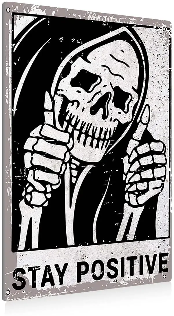 Vintage Stay Positive Skull Sign Metal Tin Sign Wall Decor Funny Retro Sign For Home Living Room Bedroom Decor Gifts 8x12 Inch
Vintage Stay Positive Skull Sign Metal Tin Sign Wall Decor Funny Retro Sign For Home Living Room Bedroom Decor Gifts 8x12 Inch