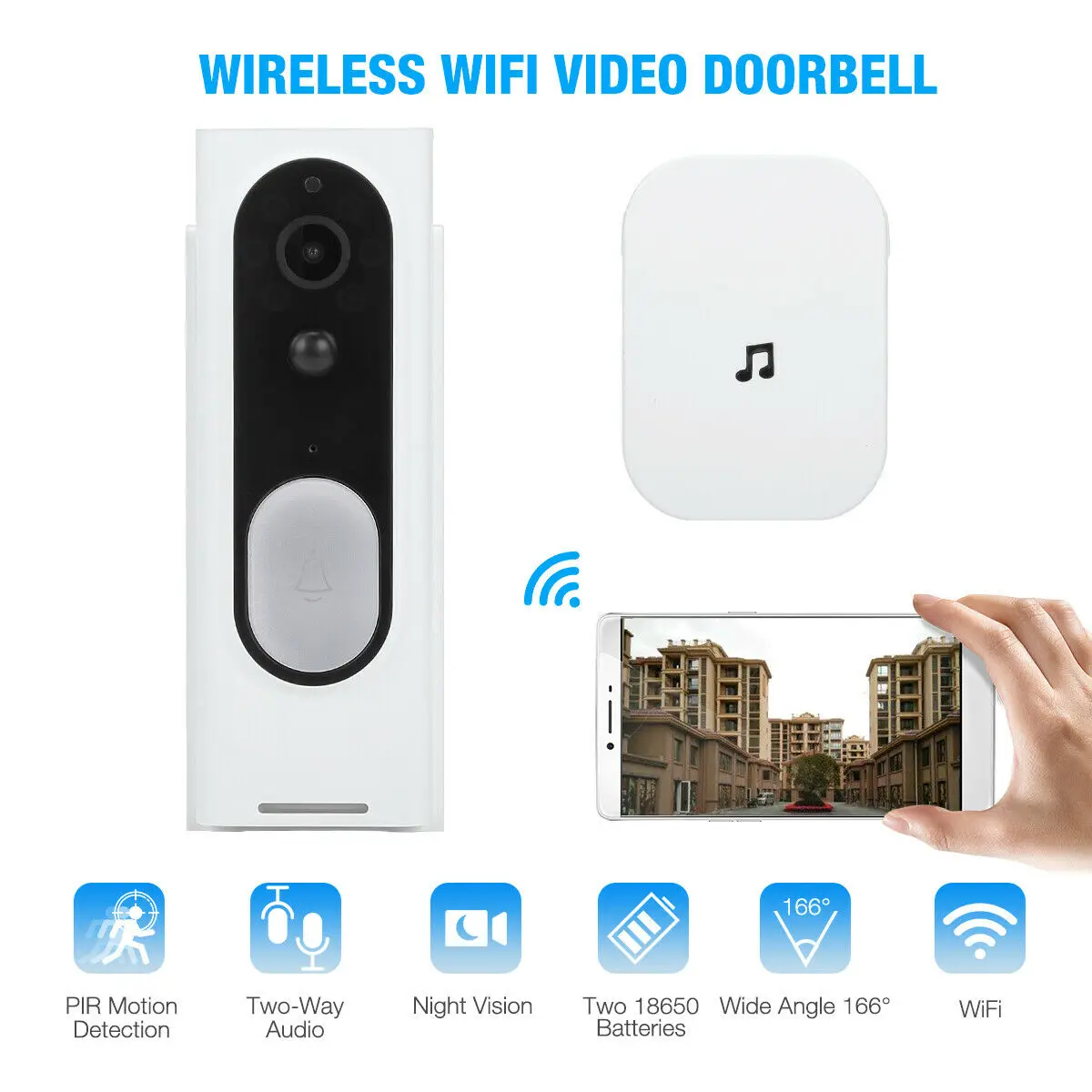 Беспроводной дверной звонок HD 1080P, Wi-Fi, умное разговорное видео, дверное кольцо, ночное ИК видение, двухсторонний звук, дверной звонок, домашн...
Беспроводной дверной звонок HD 1080P, Wi-Fi, умное разговорное видео, дверное кольцо, ночное ИК видение, двухсторонний звук, дверной звонок, домашн...
