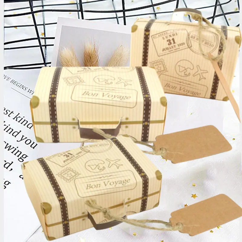 50PCS Kraft Paper Min Travel Suitcase Favor Candy Gift Box with Tags and Rope For Guest Baby Shower Boxes Wedding Party Decor
50PCS Kraft Paper Min Travel Suitcase Favor Candy Gift Box with Tags and Rope For Guest Baby Shower Boxes Wedding Party Decor