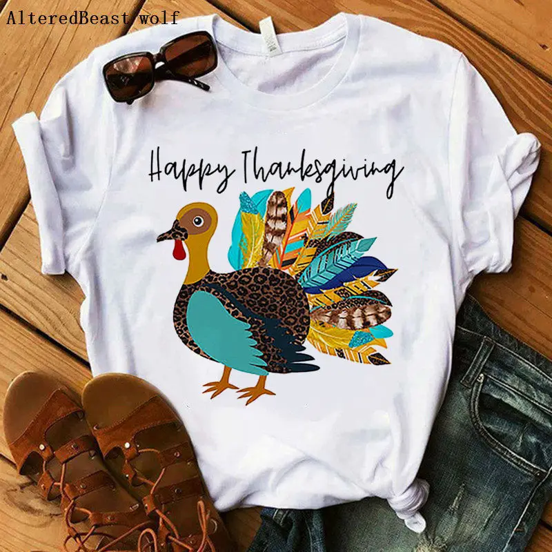 Happy Thanksgiving t shirt print funny T Shirt Women short sleeve casual tops femme Thanksgiving tshirt Christmas white clothes
Happy Thanksgiving t shirt print funny T Shirt Women short sleeve casual tops femme Thanksgiving tshirt Christmas white clothes