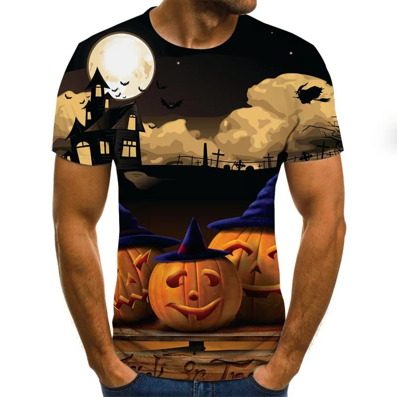 2021 Summer New Fashion Halloween 3D Printed Tops Street Men'S T-Shirt Casual Pullover XL Xxl 6xL Men'S T-Shirt Clothing XXS-6XL