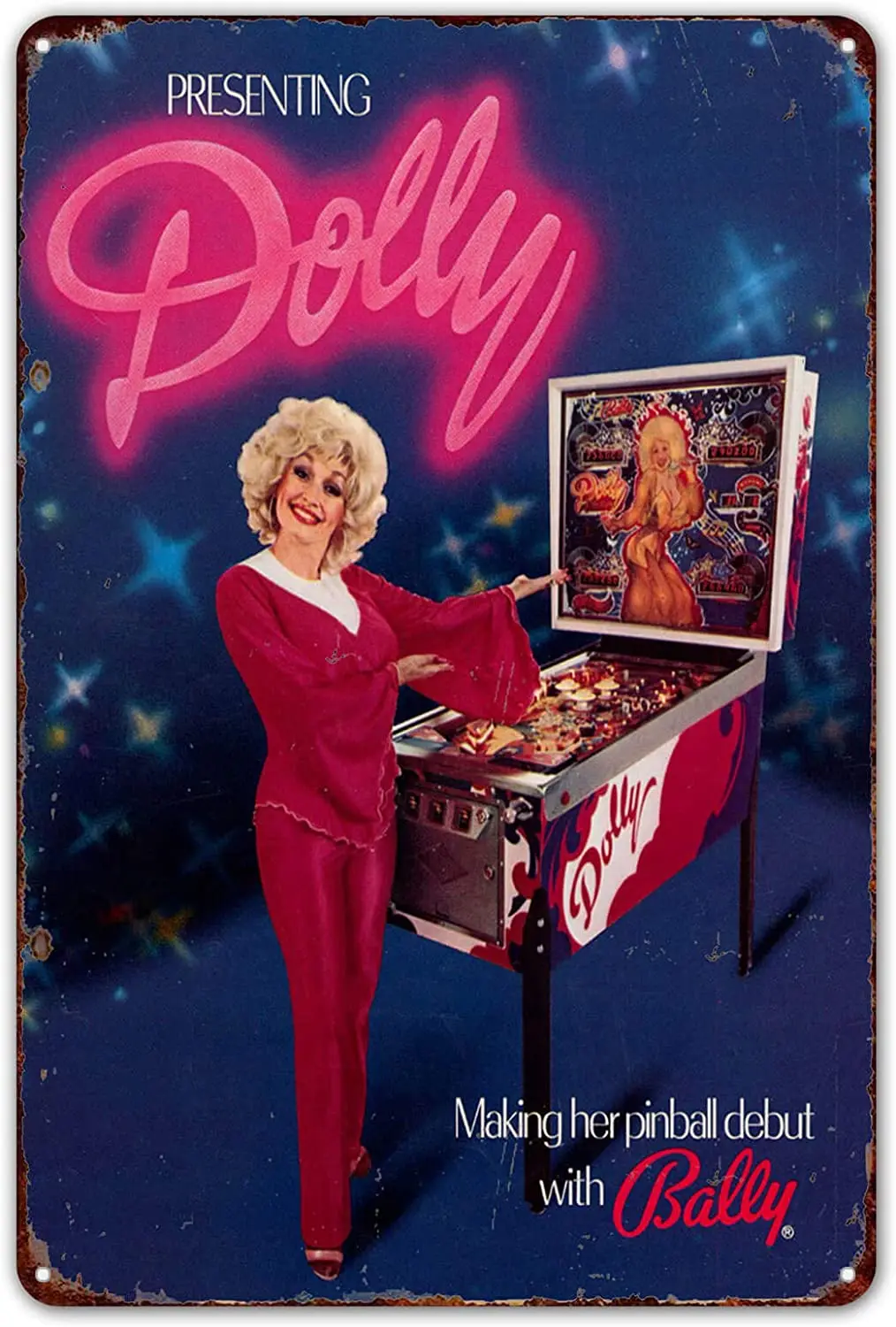 

ZYPENG Tin Sign Dolly - Parton Bally Pinball Vintage Ad Reproduction Metal Sign Home Wall Decor 8 x 12 inches