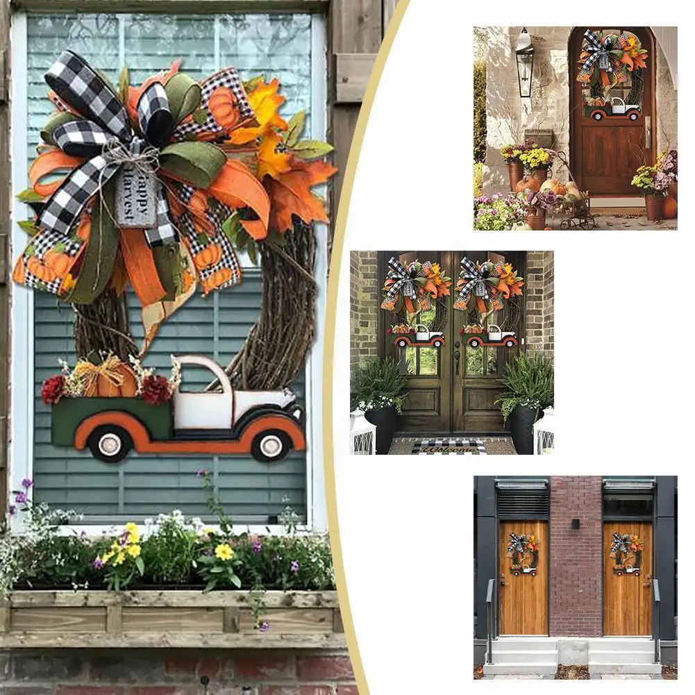 Венок на Хэллоуин С Тыквой и грузовиком, Осенний венок для передней осени, дверной декоративный дверной венок, ферма, товары для дня рождени... 
Венок на Хэллоуин С Тыквой и грузовиком, Осенний венок для передней осени, дверной декоративный дверной венок, ферма, товары для дня рождени...
