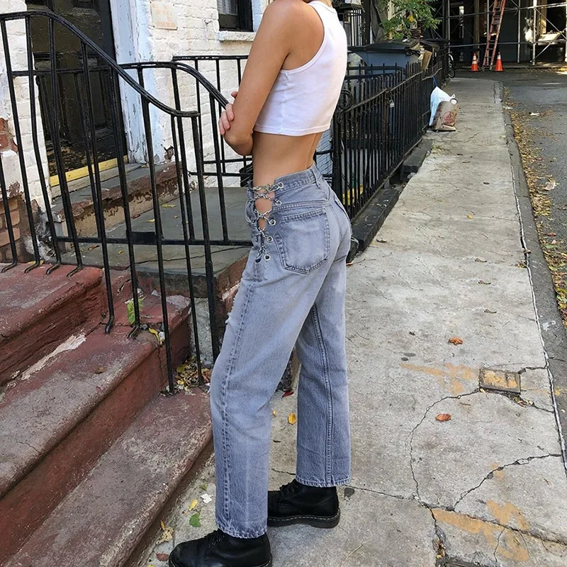 harajuku high waist hollow out Chain design Slim jeans woman leisure streetwear Commute high quality strgight pants
harajuku high waist hollow out Chain design Slim jeans woman leisure streetwear Commute high quality strgight pants