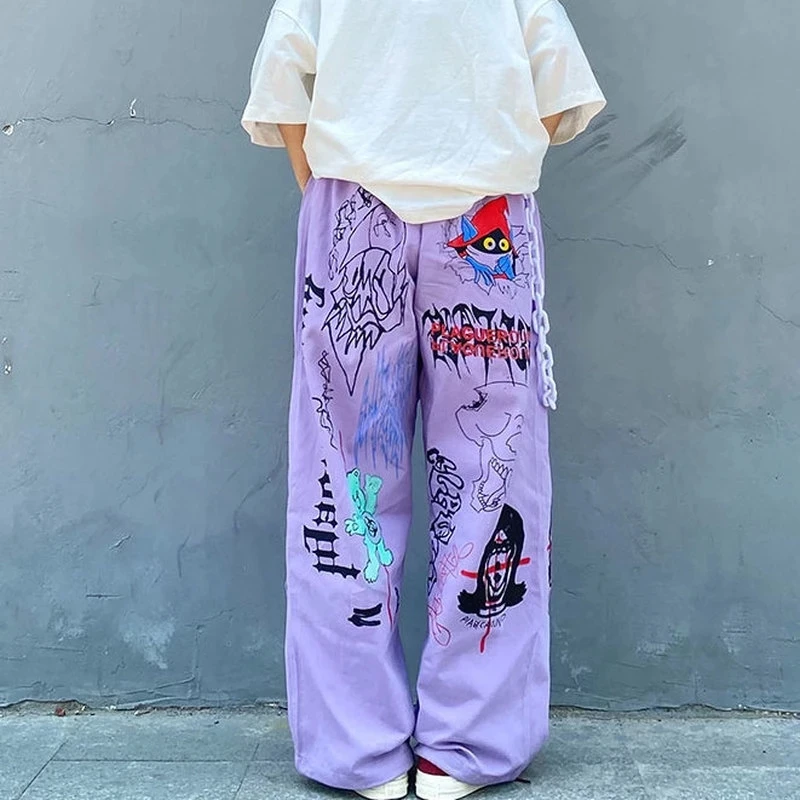 2021 Women's Harajuku Wide Leg Pants Anime Graffiti Print Loose High Waist Hip Hop Summer Women's Pants Streetwear
2021 Women's Harajuku Wide Leg Pants Anime Graffiti Print Loose High Waist Hip Hop Summer Women's Pants Streetwear