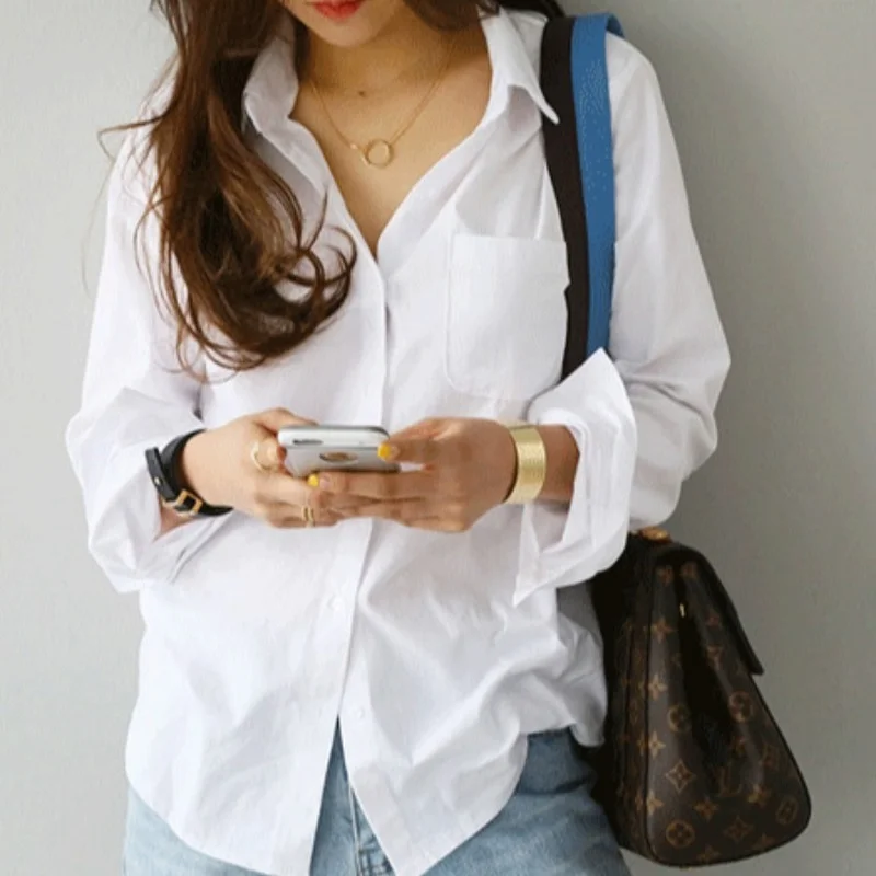 Белая женская рубашка Lugentolo, Повседневная блузка большого размера, весна 2021, Новые Топы с длинным рукавом и отложным воротником
Белая женская рубашка Lugentolo, Повседневная блузка большого размера, весна 2021, Новые Топы с длинным рукавом и отложным воротником