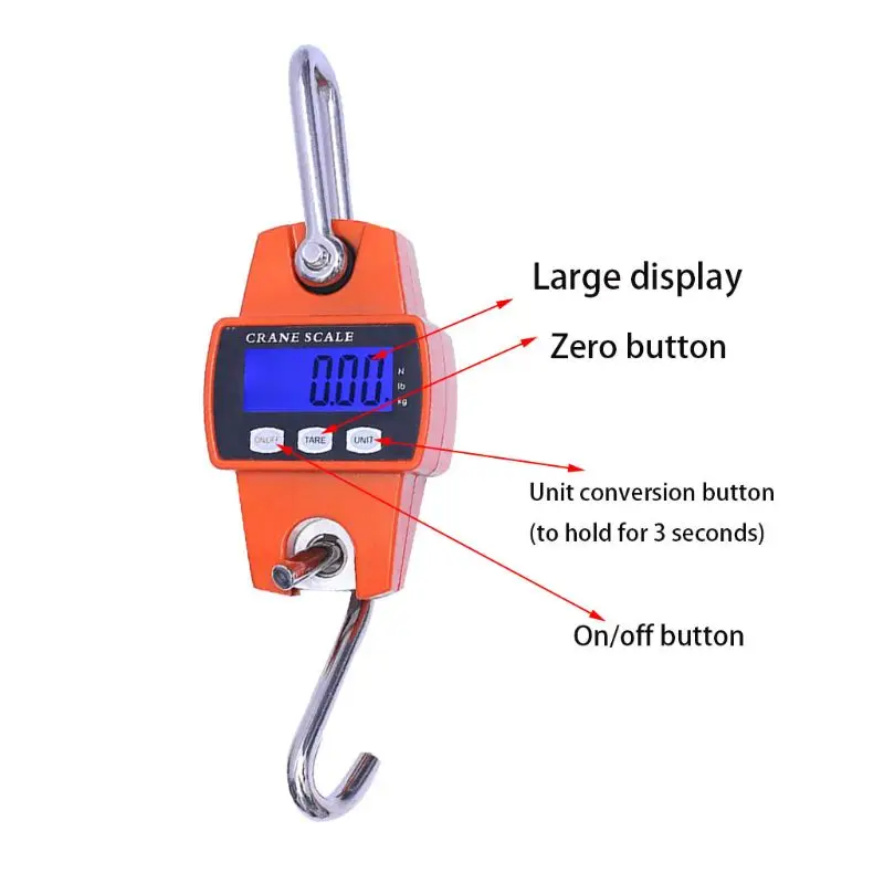 300kg/600lb Portable Mini Industrial Crane Scale Digital LCD Electronic Scales Heavy Duty Hanging Weight Hook Scales
300kg/600lb Portable Mini Industrial Crane Scale Digital LCD Electronic Scales Heavy Duty Hanging Weight Hook Scales
