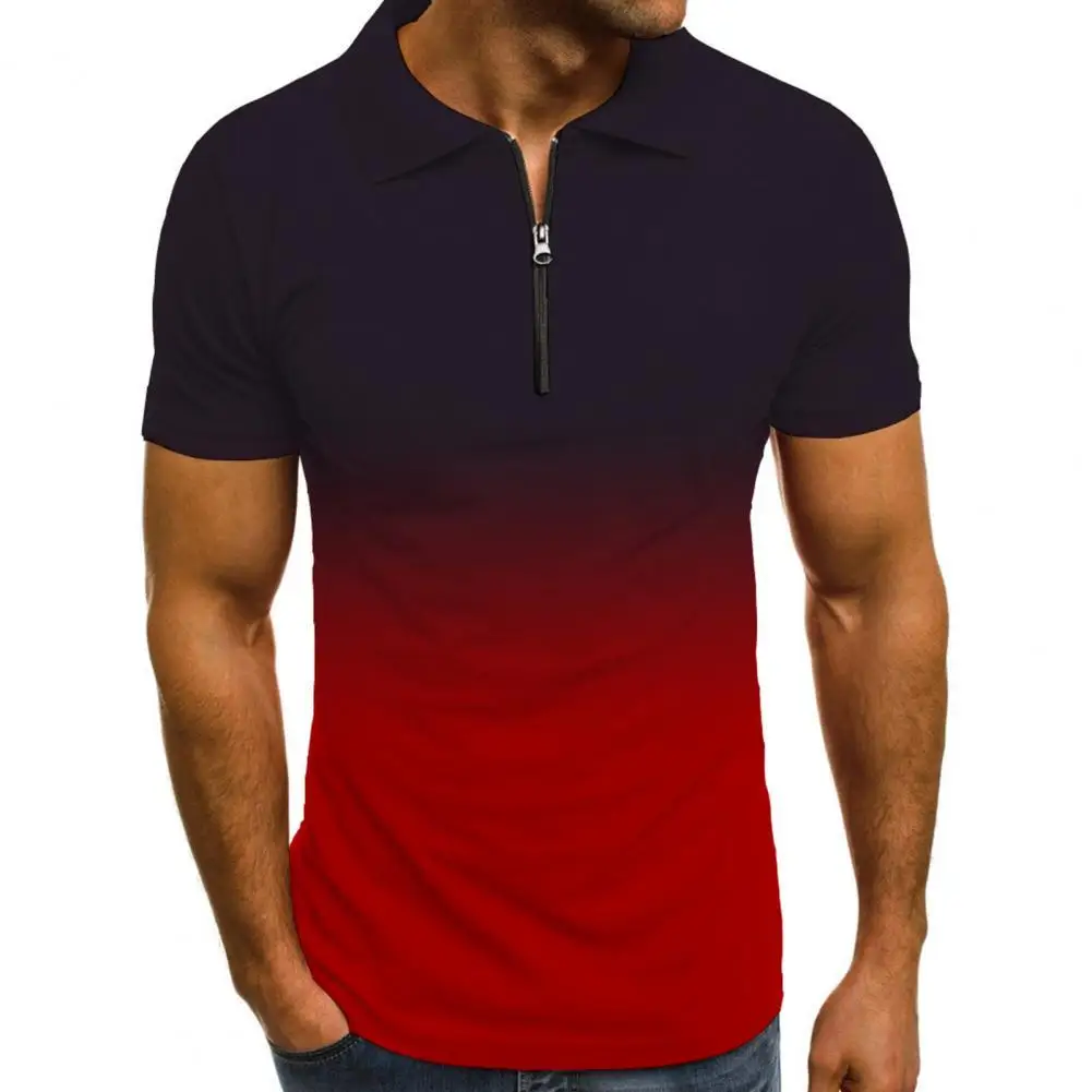2021 Summer Lapel Stitching Fashion Short Sleeved Casual Loose Po-lo Shirts Turn-down Collar Gradient Color Pullover Zipper Tops
2021 Summer Lapel Stitching Fashion Short Sleeved Casual Loose Po-lo Shirts Turn-down Collar Gradient Color Pullover Zipper Tops